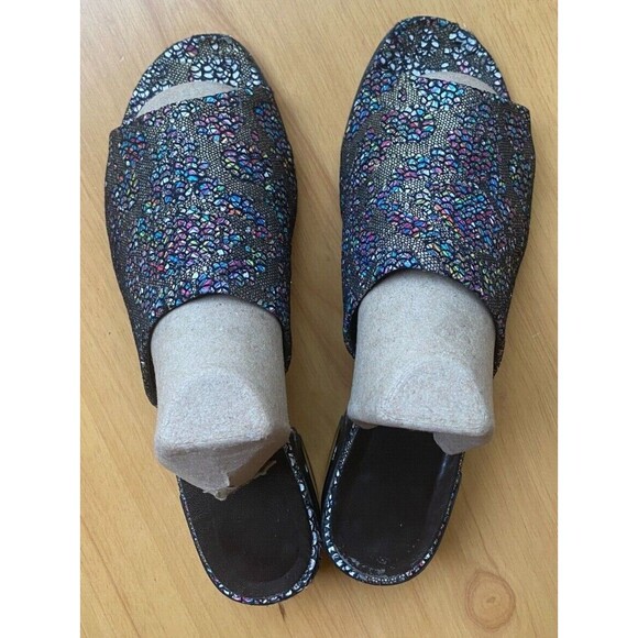 Brunate Mules Pumps 9.5 EU 40 Multicolor Leather Block Heels Open Toe Made Italy - Picture 3 of 6